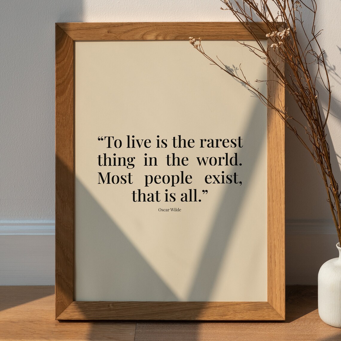 Oscar Wilde To Live Is The Rarest Thing Quote Beige Literary Poster