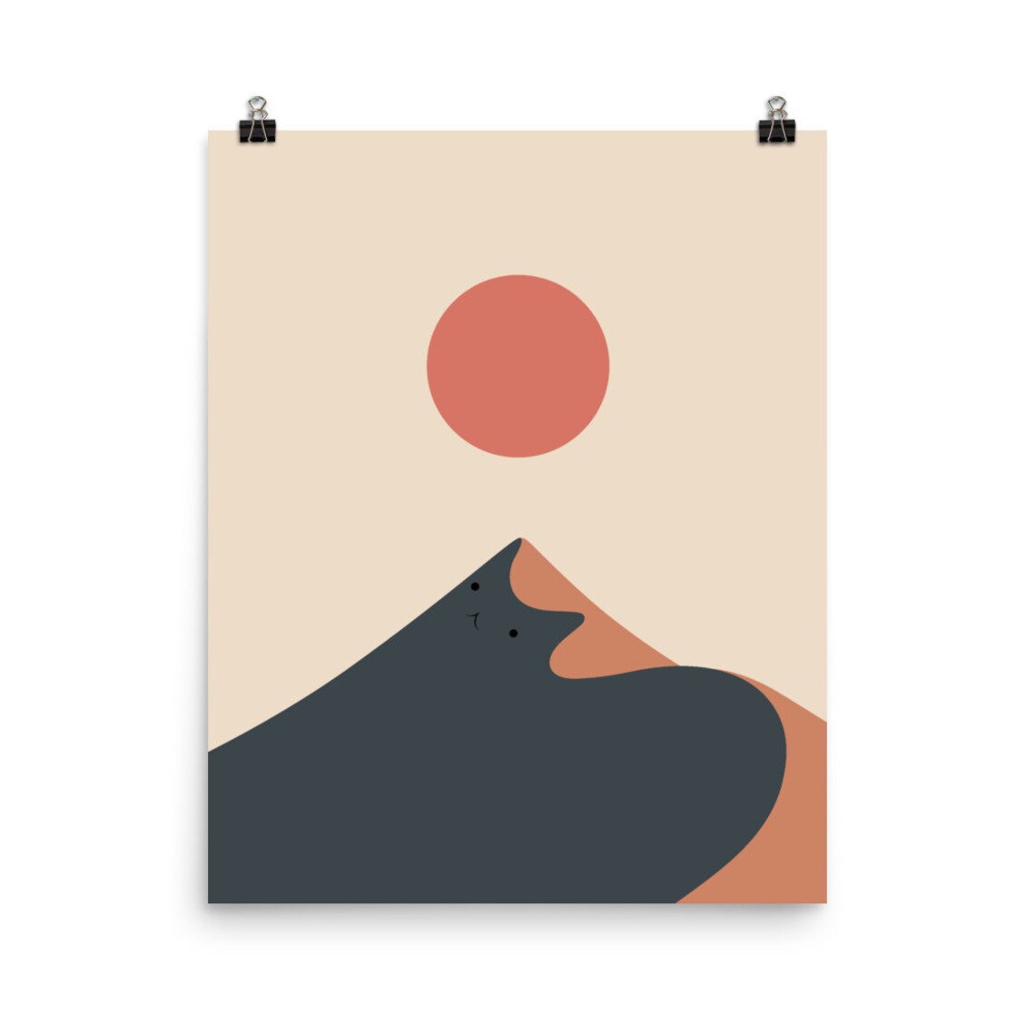 Cat Landscape Art Print, Playful Animal Study