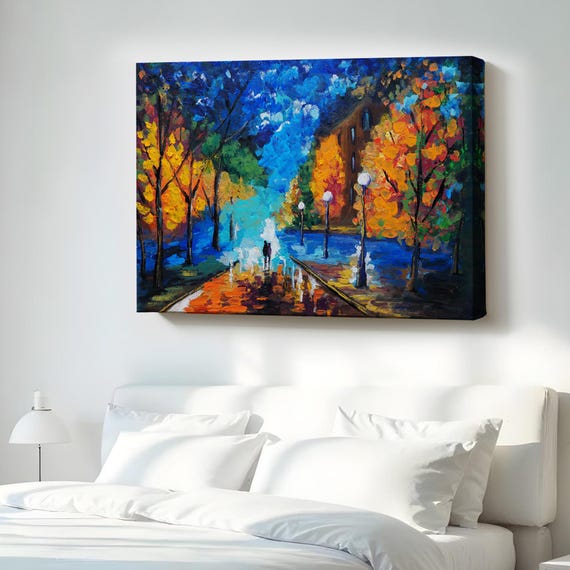 Night Walk In The Forest Decorative Canvas Wall Painting Nature Decor Print Art