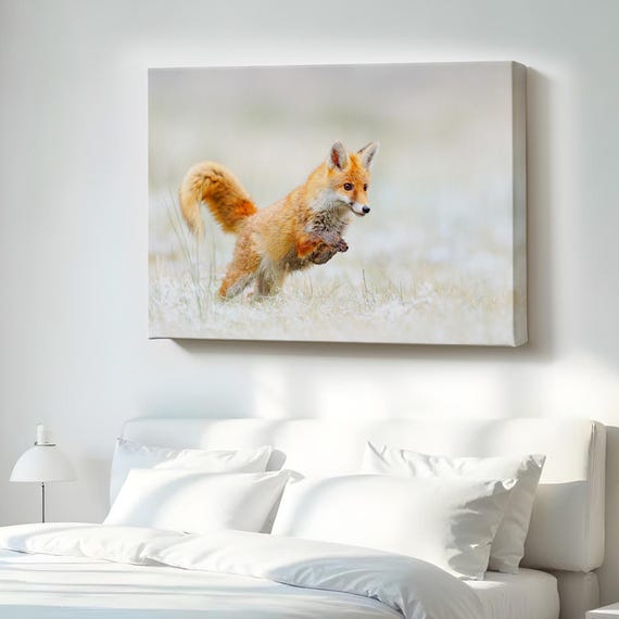 Fox Decorative Canvas Painting Housewarming Gifts Wall Decor Gift For Nature Enthusiasts Large Art Framed