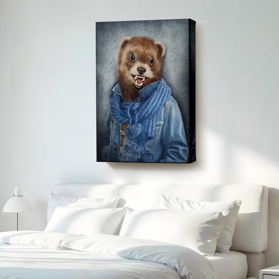 Human With Fox Canvas Art Animal Wall Decor Framed Housewarming Gifts