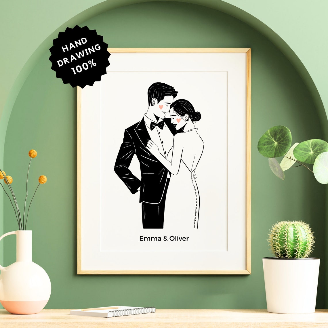 Personalized Wedding Portrait Painting Illustration For Couples Special Personalized Gift Capture The Love In Unique Handmade Drawing - Image 5