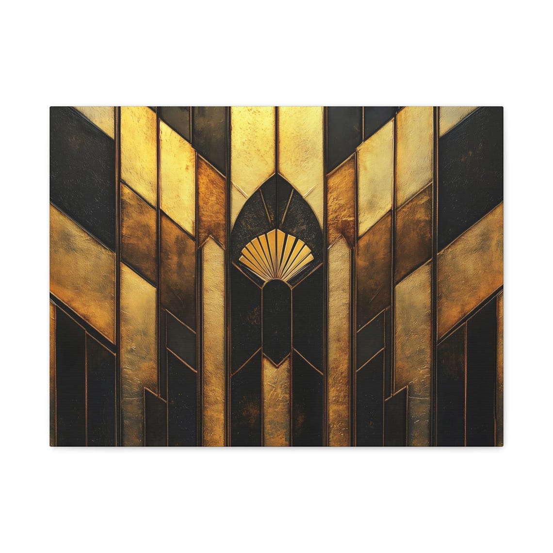 Art Deco Black Gold Skyscraper Fan 1920s City Glam Wall Print - Image 2