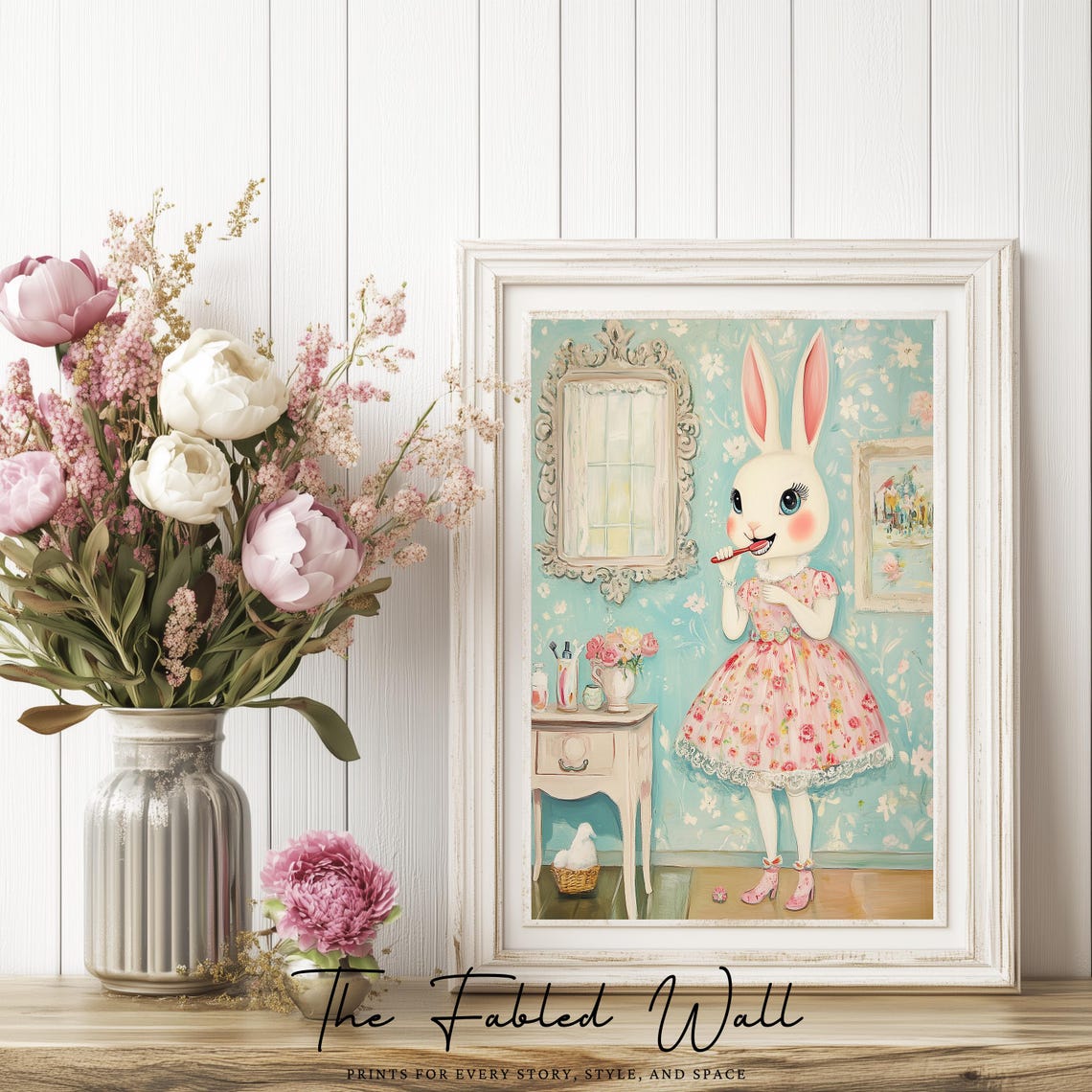 Whimsical Bunny, Vintage Inspired Nursery Decor - Image 2