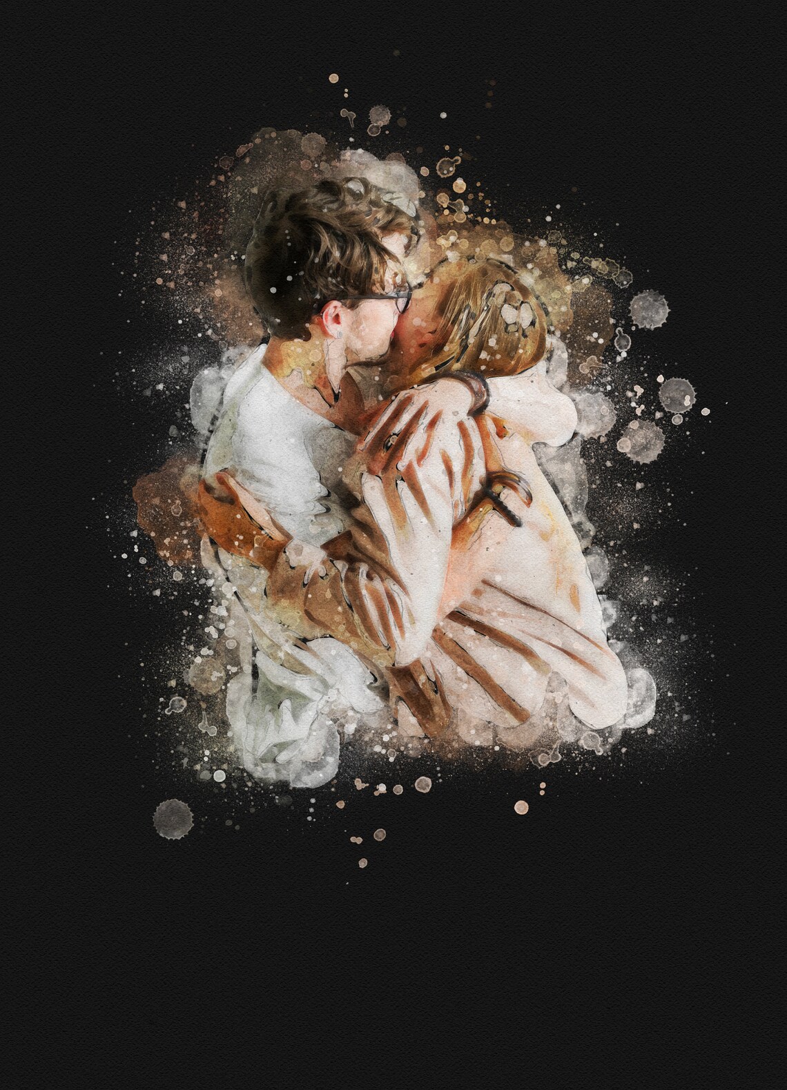 Custom Couple Portrait, Watercolor Wall Art Print - Image 4
