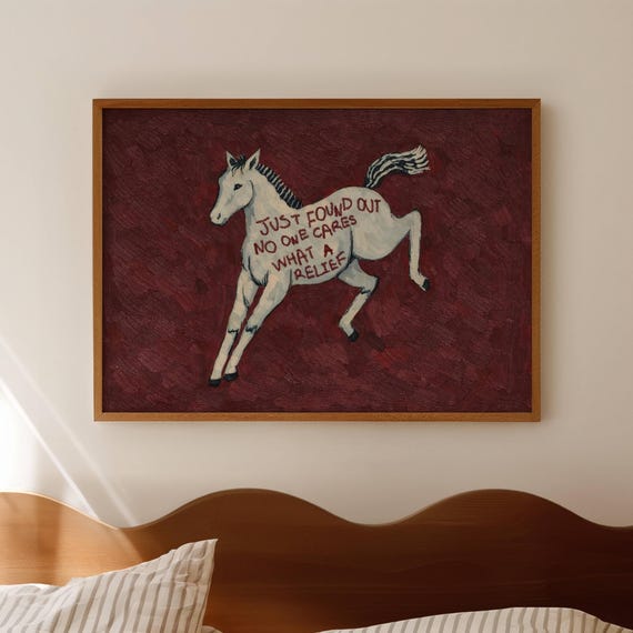 Horse Oil Painting, Mid-Century Western Print