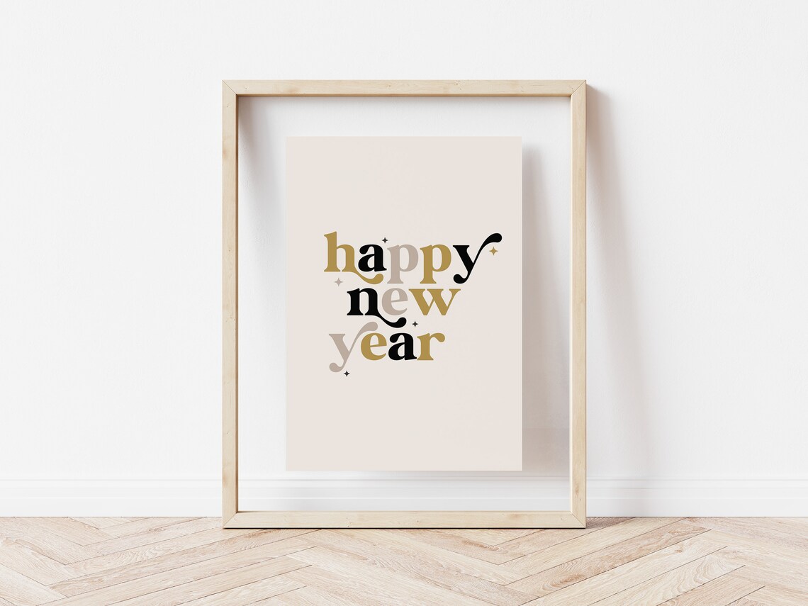 Happy New Year Typography Art Print, Party Decor - Image 2