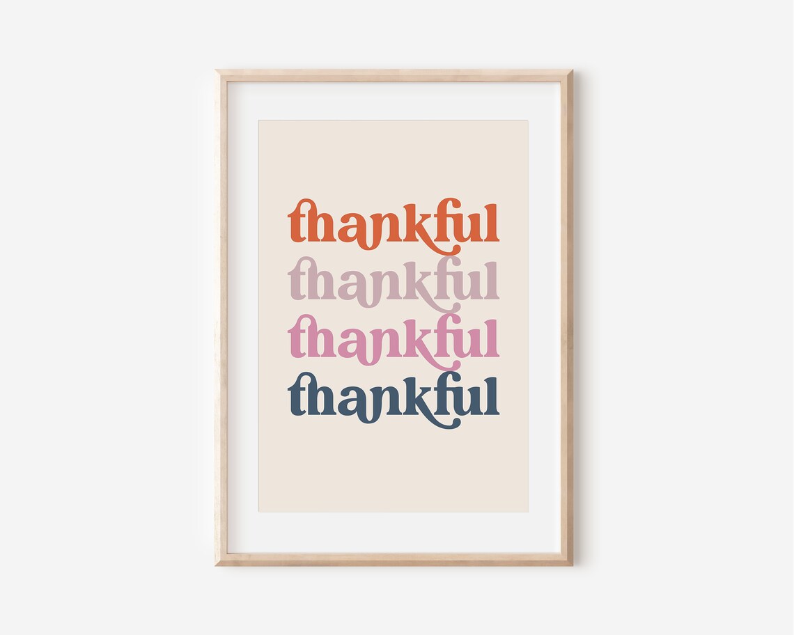 Pink Thanksgiving Boho Art Print, Thankful Decor - Image 4