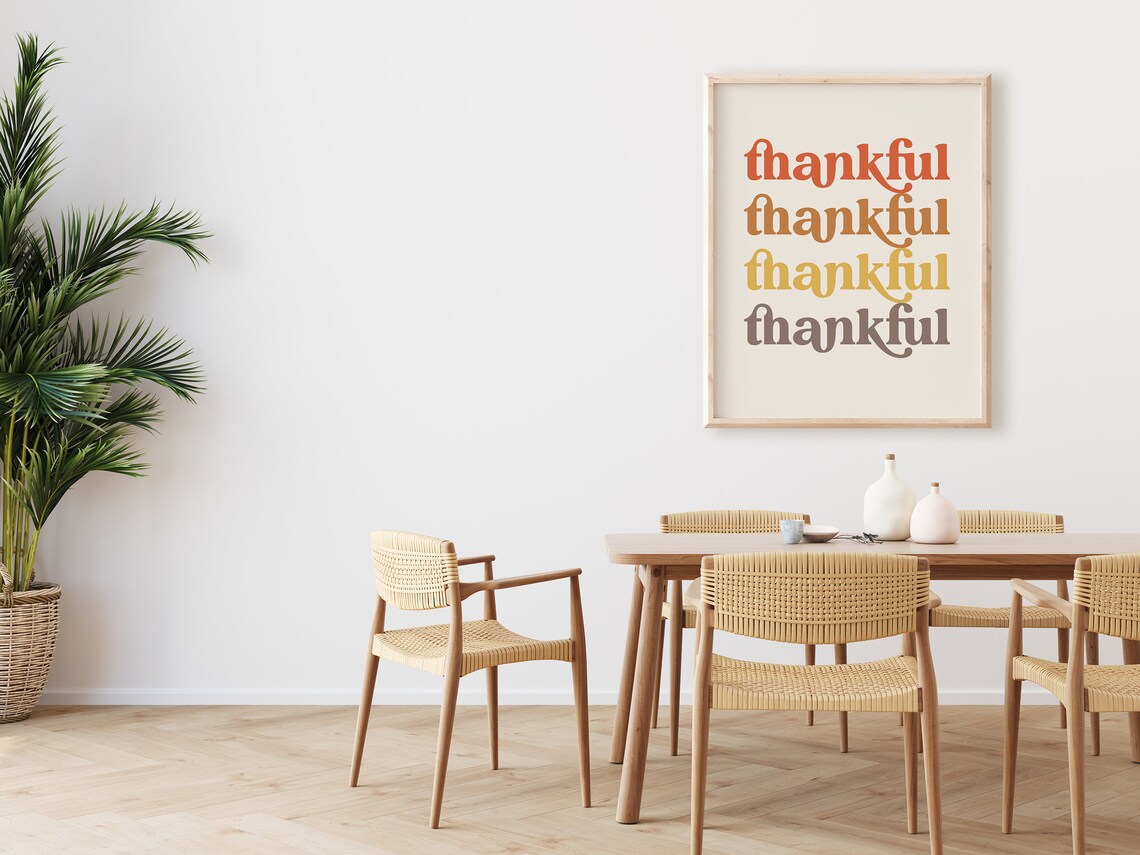 Thankful Vintage Typography Thanksgiving Poster Print - Image 4