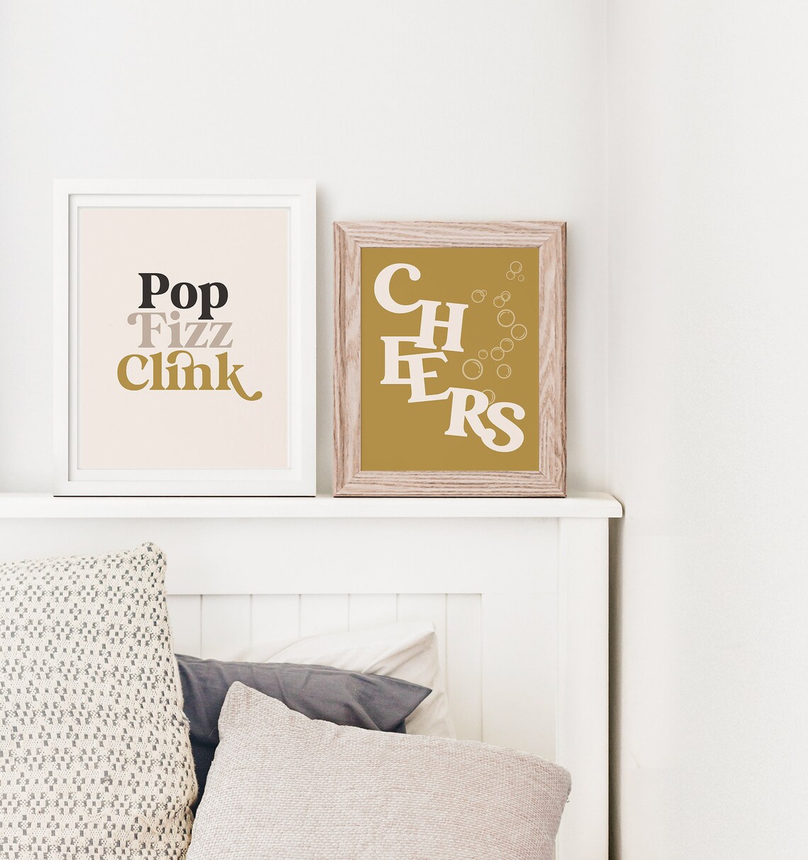 Pop Fizz Clink Retro Typography Gold Champagne Bar Cart Party Poster - Image 3