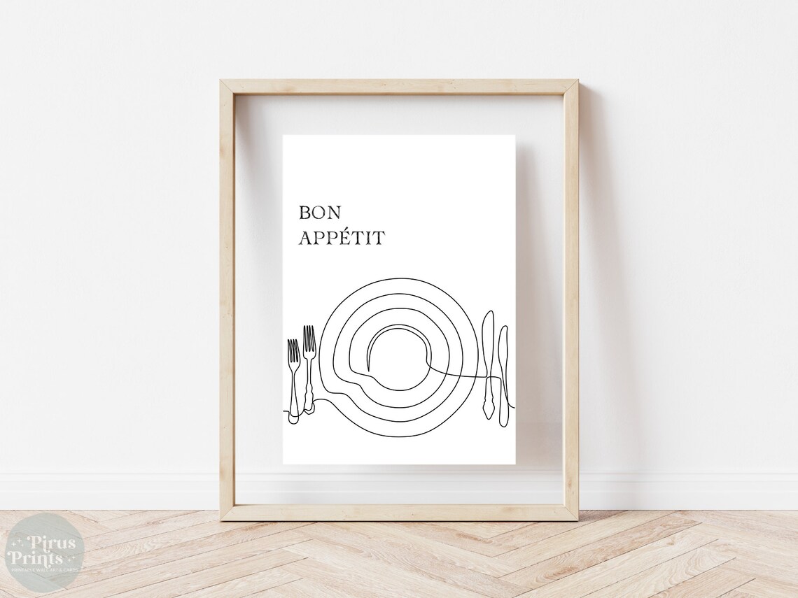 Bon Appetit Line Art, Kitchen Dining Room Decor - Image 3