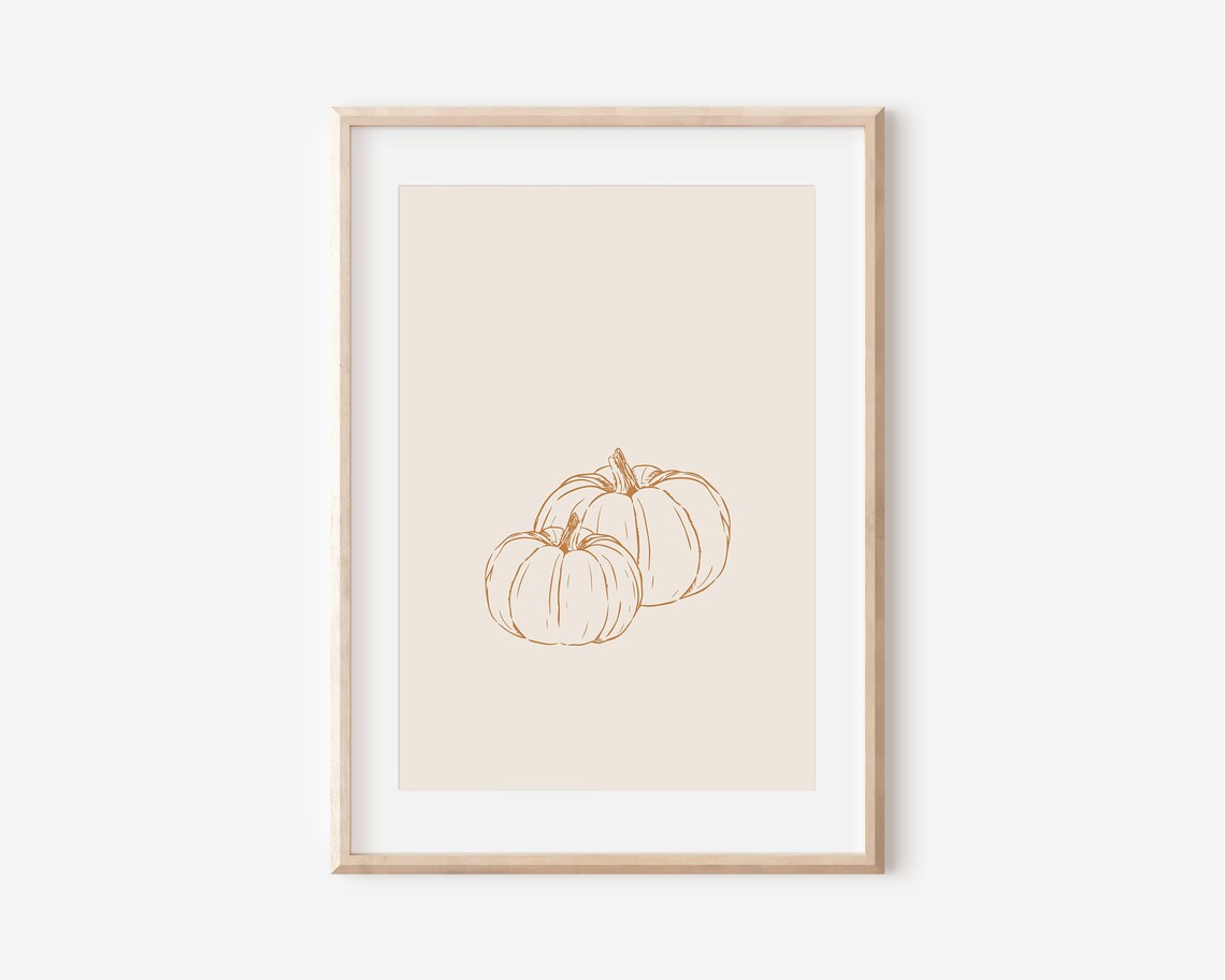 Pumpkin Wall Art Print, Neutral Autumn Thanksgiving Decor - Image 5