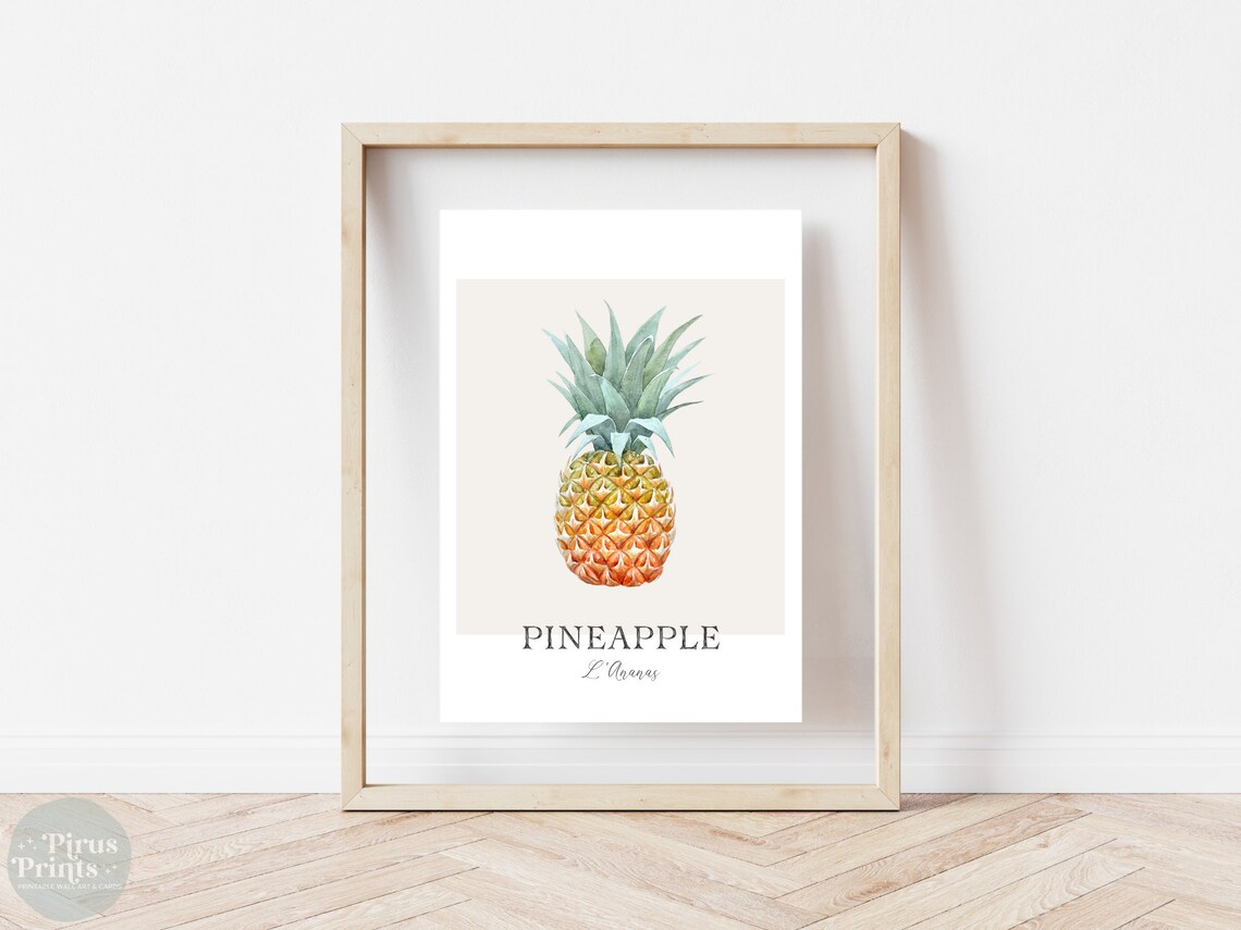 Pineapple Print, Watercolor Tropical Fruit Art - Image 5