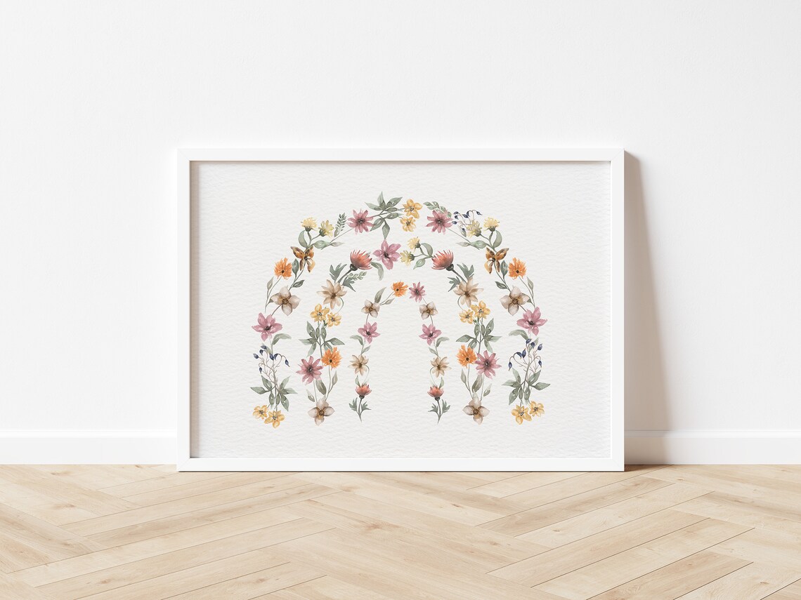 Wildflower Rainbow Boho Spring Art Print, Nursery Decor - Image 2
