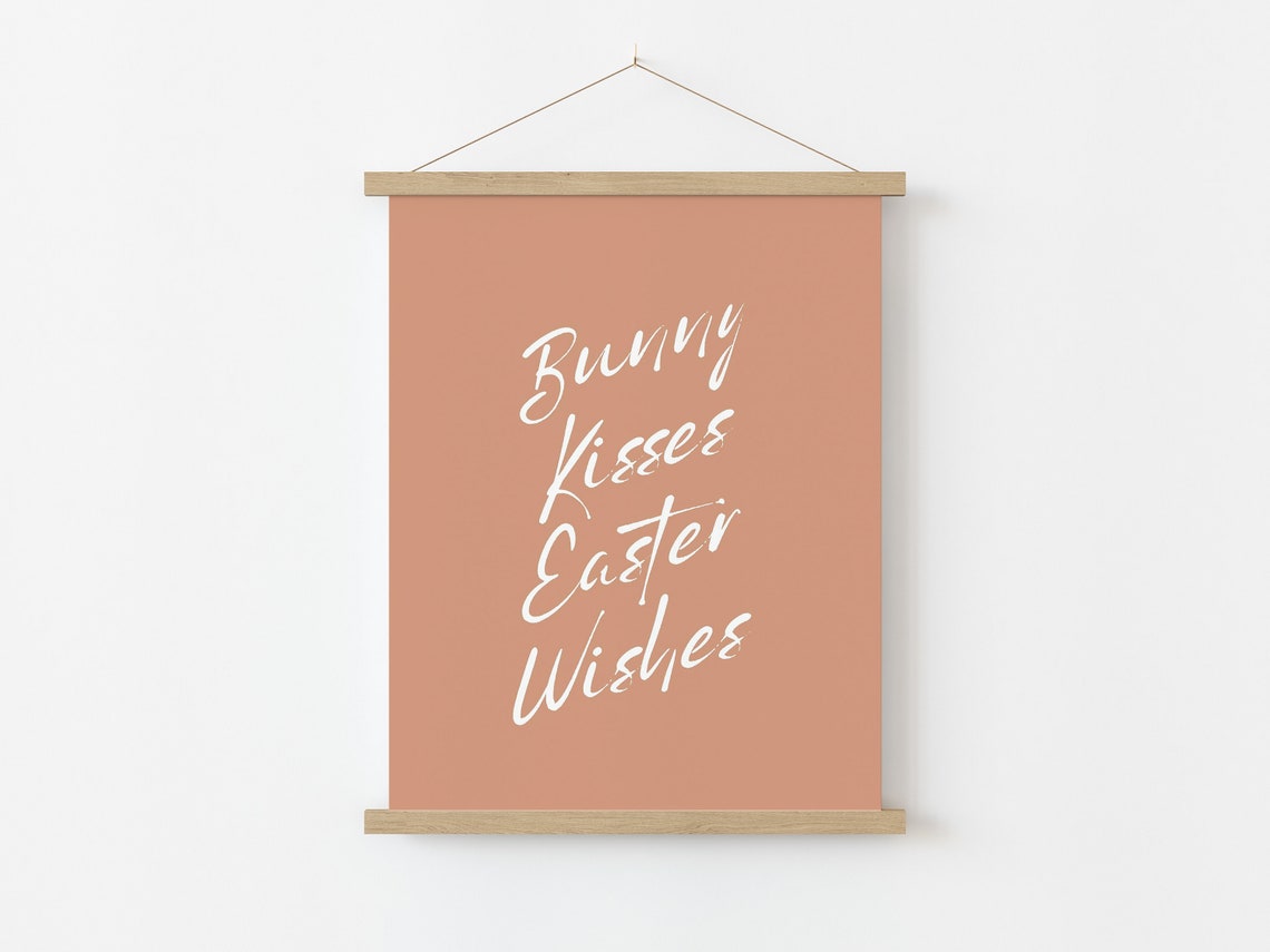 Bunny Kisses Easter Wishes Script Print Terracotta Minimal Wall Art - Image 3
