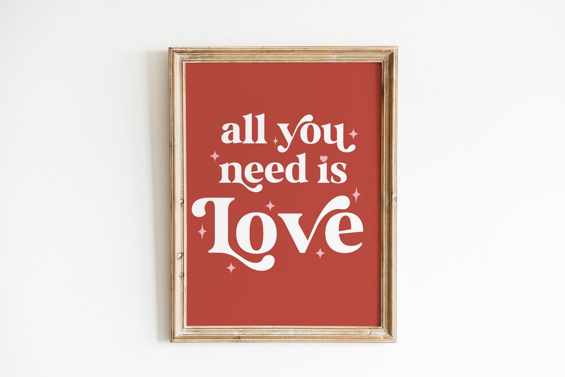 All You Need Is Love White Script Terracotta Red Minimalist Poster - Image 4