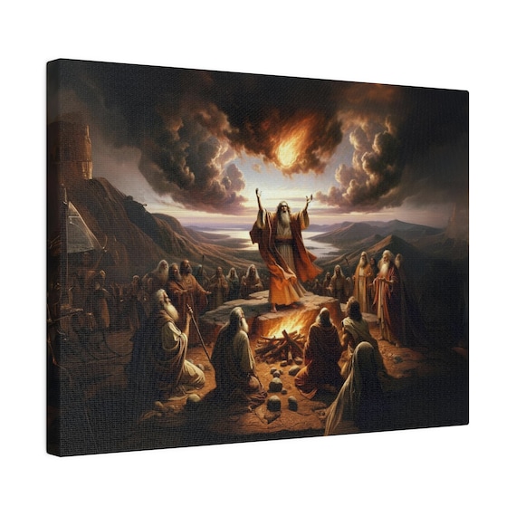 Dramatic Elijah Calling Fire From Heaven Mount Carmel Poster