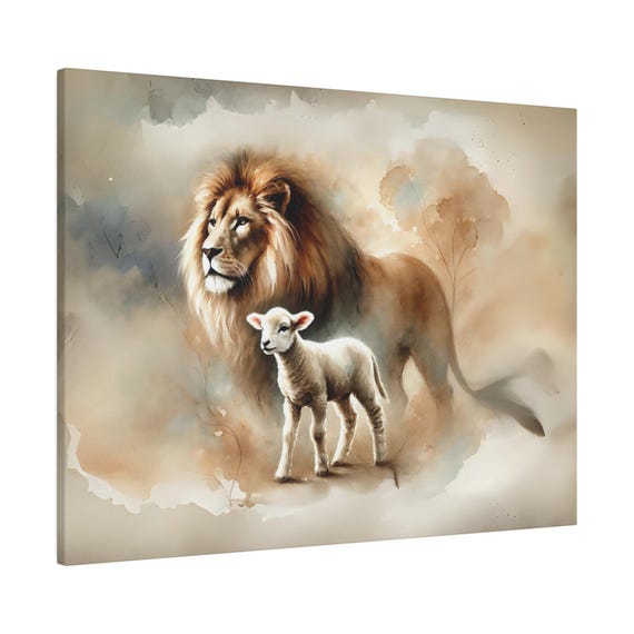 The Lion And The Lamb Matte Print Christian Artwork From Bible Stories Fast Shipping