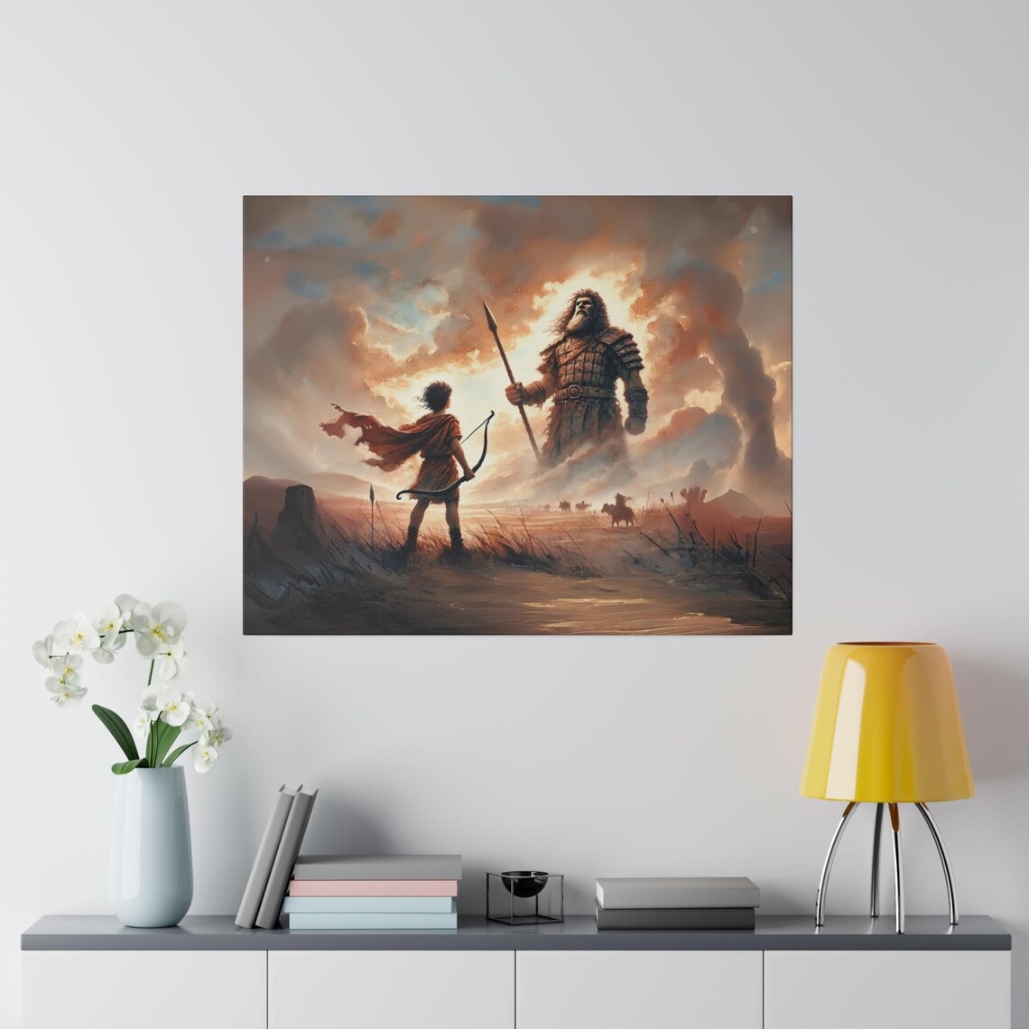 David and Goliath Watercolor Christian Wall Art Print - Image 2