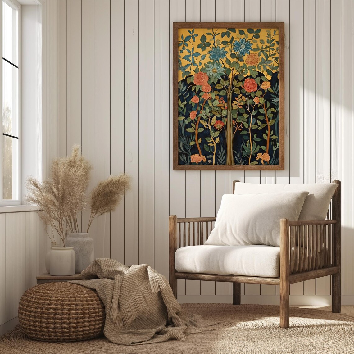 Art Nouveau Floral Pattern With Roses On Gold And Navy Poster - Image 3