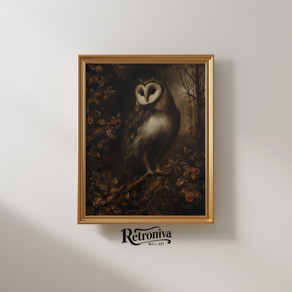 Antique Owl Portrait Oil Painting Dark Academia Amimal Print Vintage Bird Painting Moody Wall Art Retroniva Art Anm 005 - Image 2
