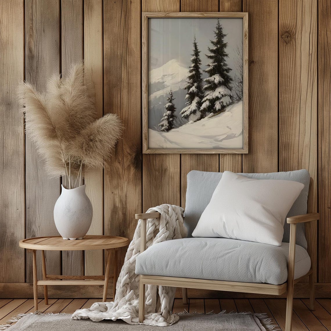 Rustic Winter Mountain With Snow Covered Pines And Distant Peak Poster - Image 3