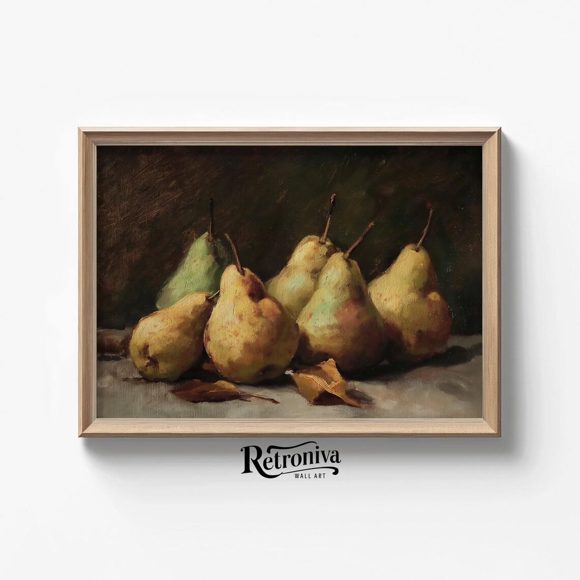 Pears Still Life Vintage Oil Painting Dark Moody Fruit Art Print
