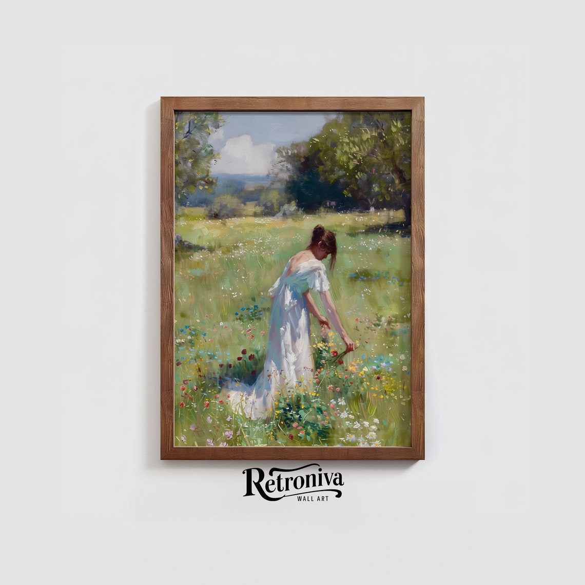 Woodland Spring Meadow Vintage Wall Art Wildflower Field Country Painting Cottagecore Oil Painting Retroniva Art Spg 010 - Image 4