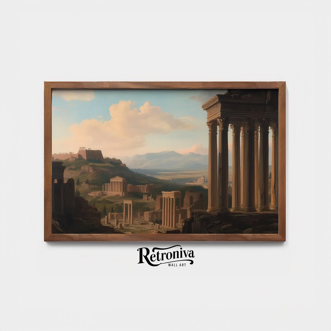 Ancient Athens Temple Columns Vintage Greek Cityscape Painting Poster - Image 3