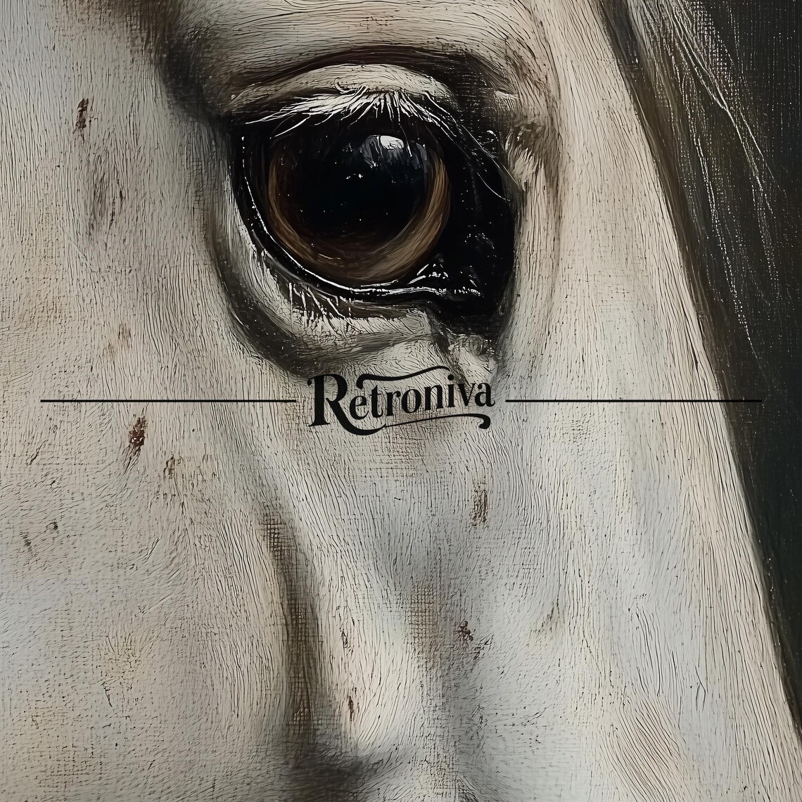 White Horse Eye Close Up Dramatic Vintage Equestrian Painting Poster - Image 7
