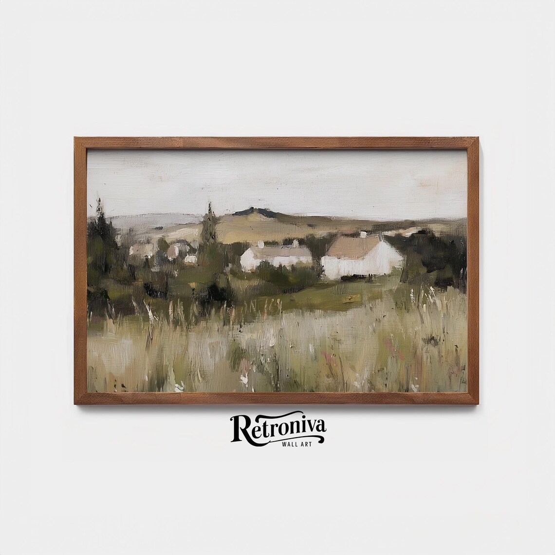Neutral Country Farmhouse Muted Landscape Vintage Oil Painting Poster - Image 3