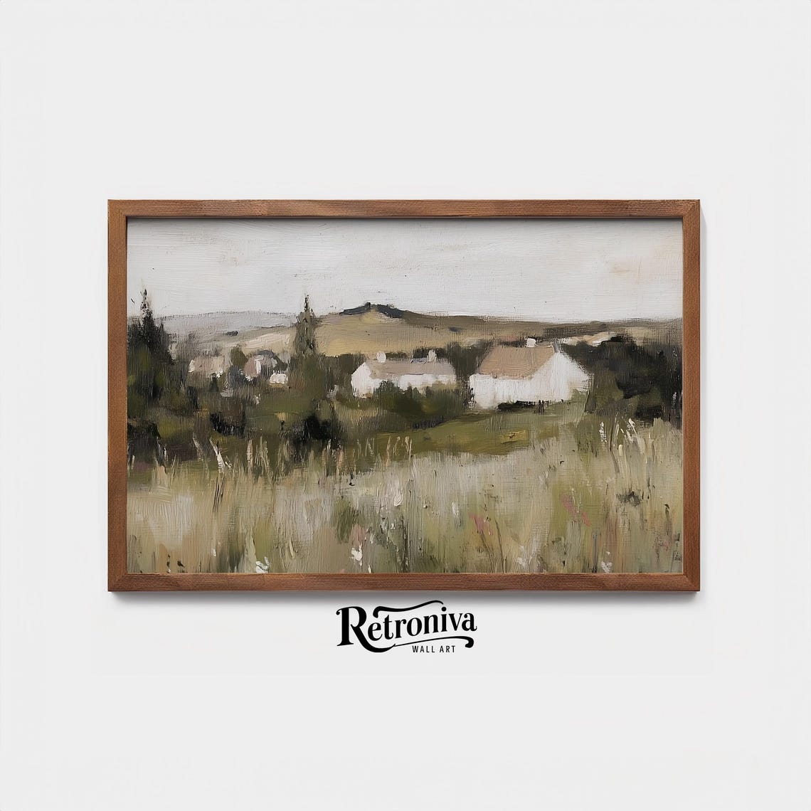 Vintage Country Landscape Antique Oil Painting Rustic Farmhouse Wall Art Moody Countryside Art Print Retroniva Art Lnd 008 - Image 3