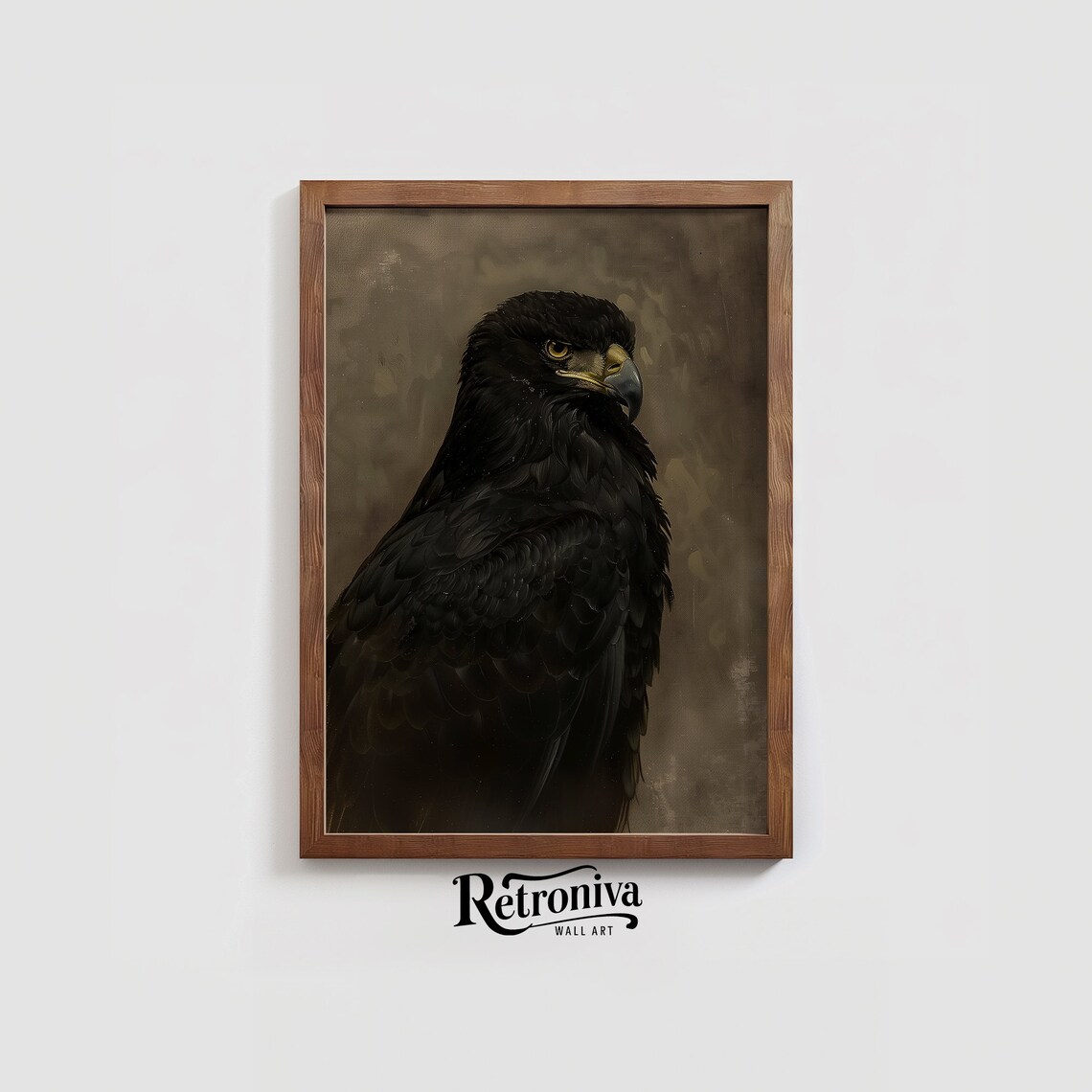 Black Eagle Portrait Dark Moody Wildlife Vintage Bird of Prey Poster - Image 3