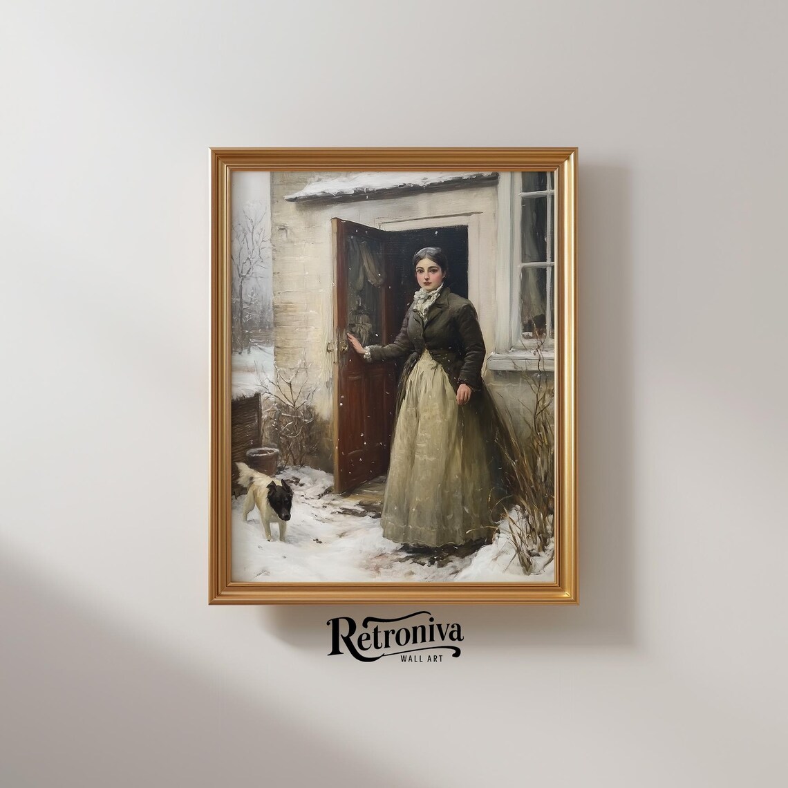 Vintage Victorian Woman With Dog Portrait Art Print - Image 2