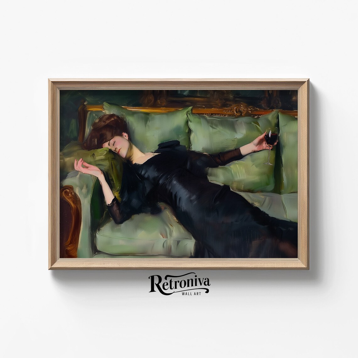 Tired Drunk Woman With Red Wine, Vintage Portrait Art Print - Image 7