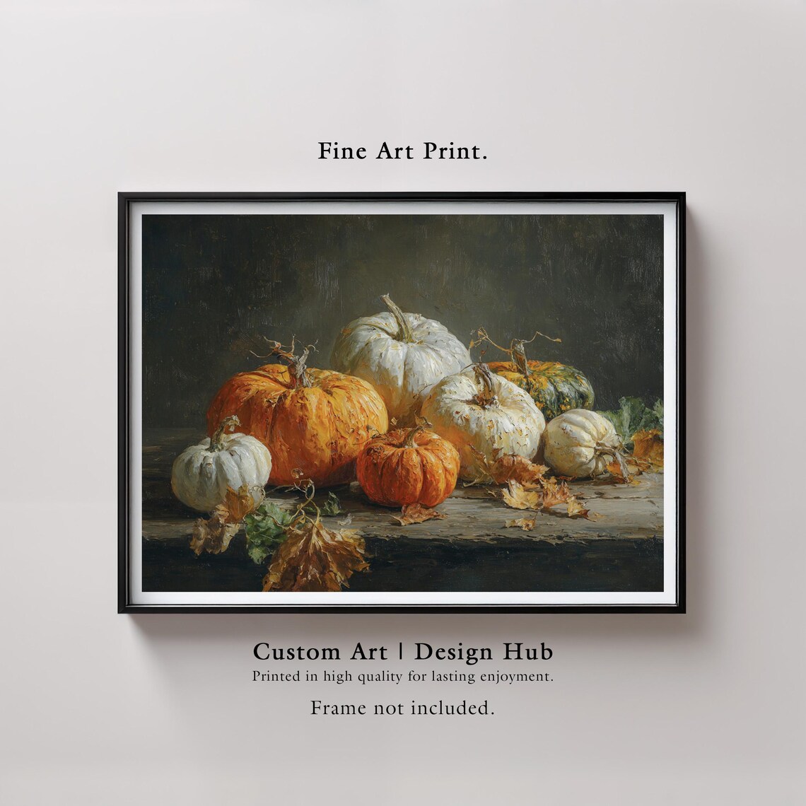 Rustic Pumpkin Still Life Print Vintage Fall Harvest Wall Art