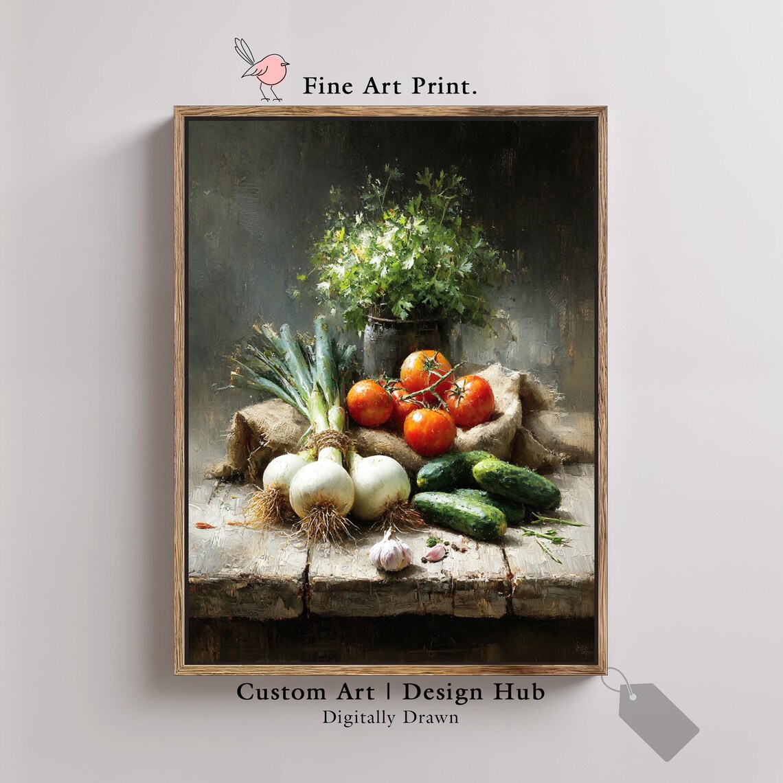 Garden Vegetables Burlap Harvest Vintage Kitchen Still Life Poster