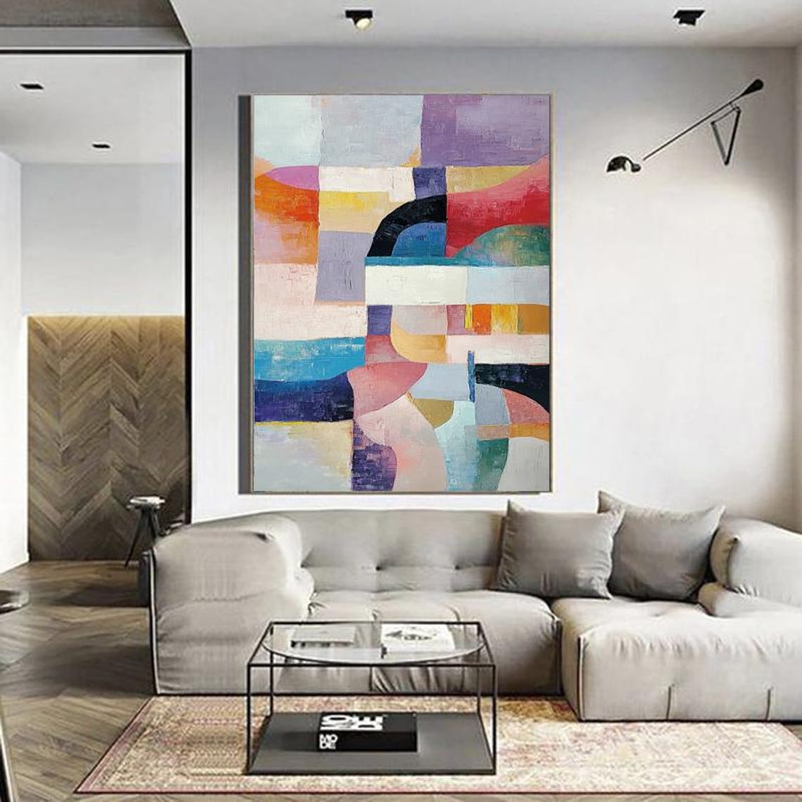 Geometric Color Block Abstract in Soft Pastel Tones Vertical Poster - Image 5