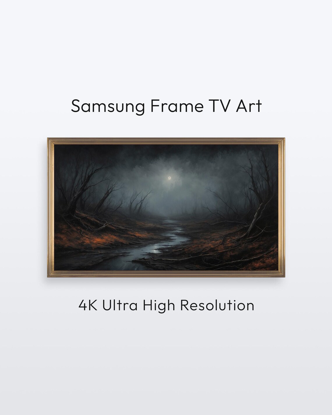 Dark Forest Moonlight Samsung Frame Tv Art Gothic Halloween Decor 4k Print