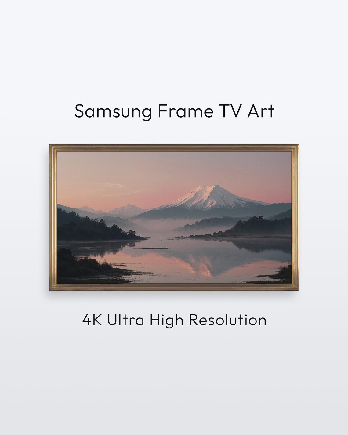 Snow Peak Reflection Samsung Frame Tv Minimalist Artwork Serene Landscape 4k Print