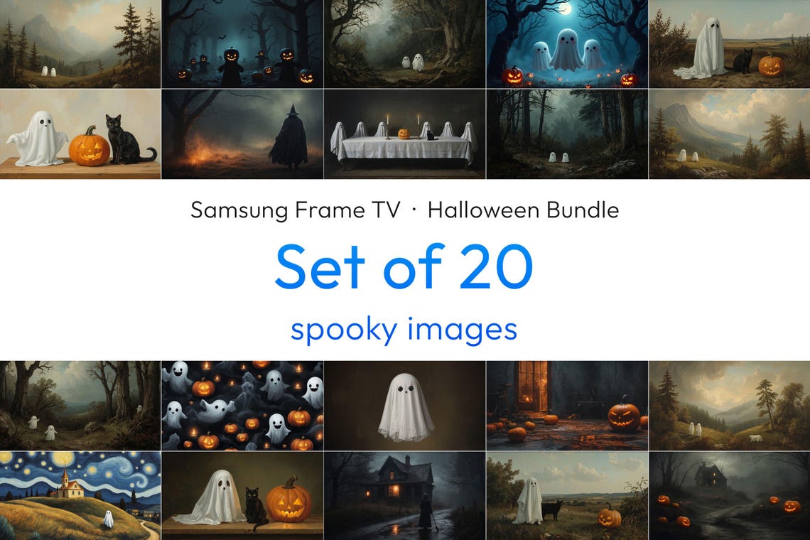Halloween Spooky Ghosts Pumpkins Set of 20 Frame TV Art Bundle Poster
