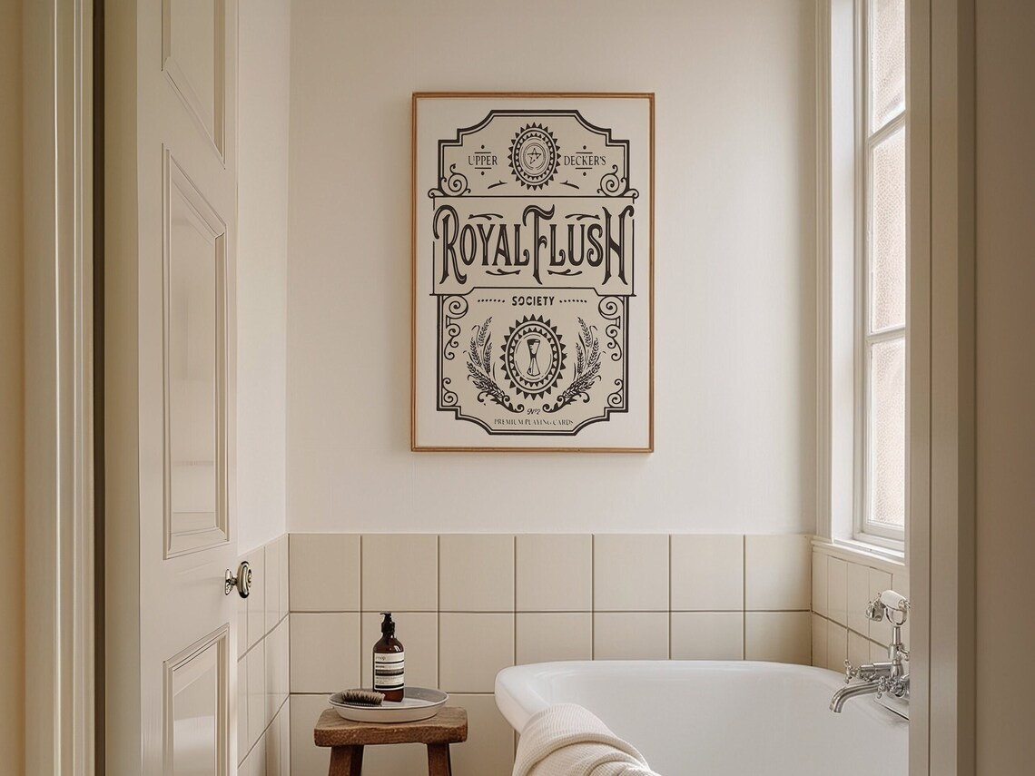 Royal Flush Funny Bathroom Art Print, Vintage Style - Image 2