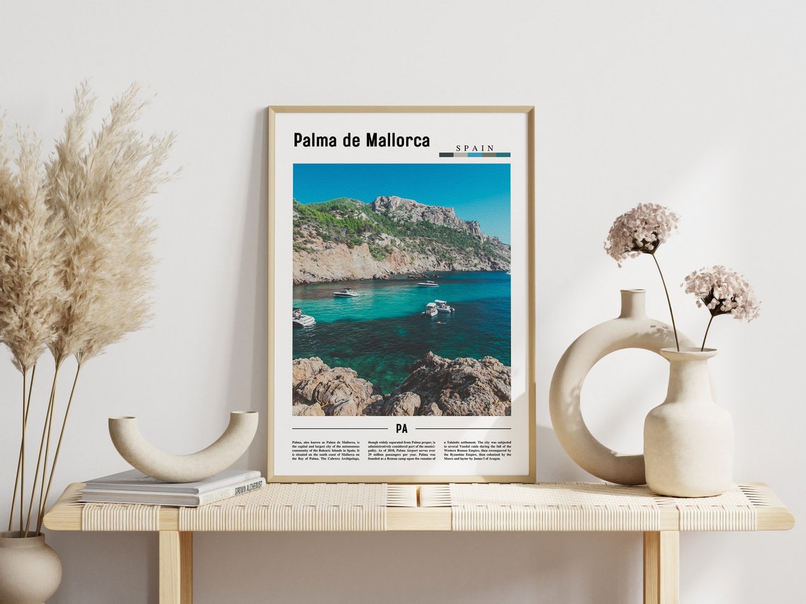Palma De Mallorca Spain Poster Turquoise Cove Boats Coast View - Image 3