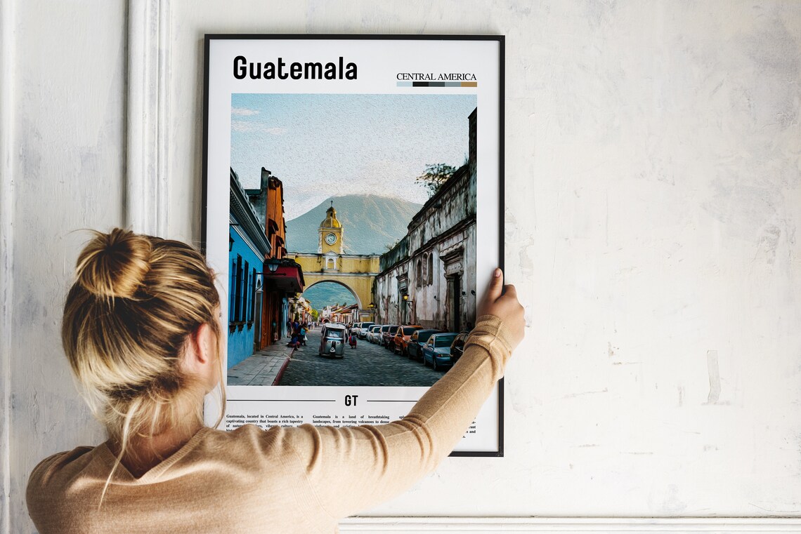 Guatemala Central America Antigua Arch Street Volcano Photo Poster - Image 2