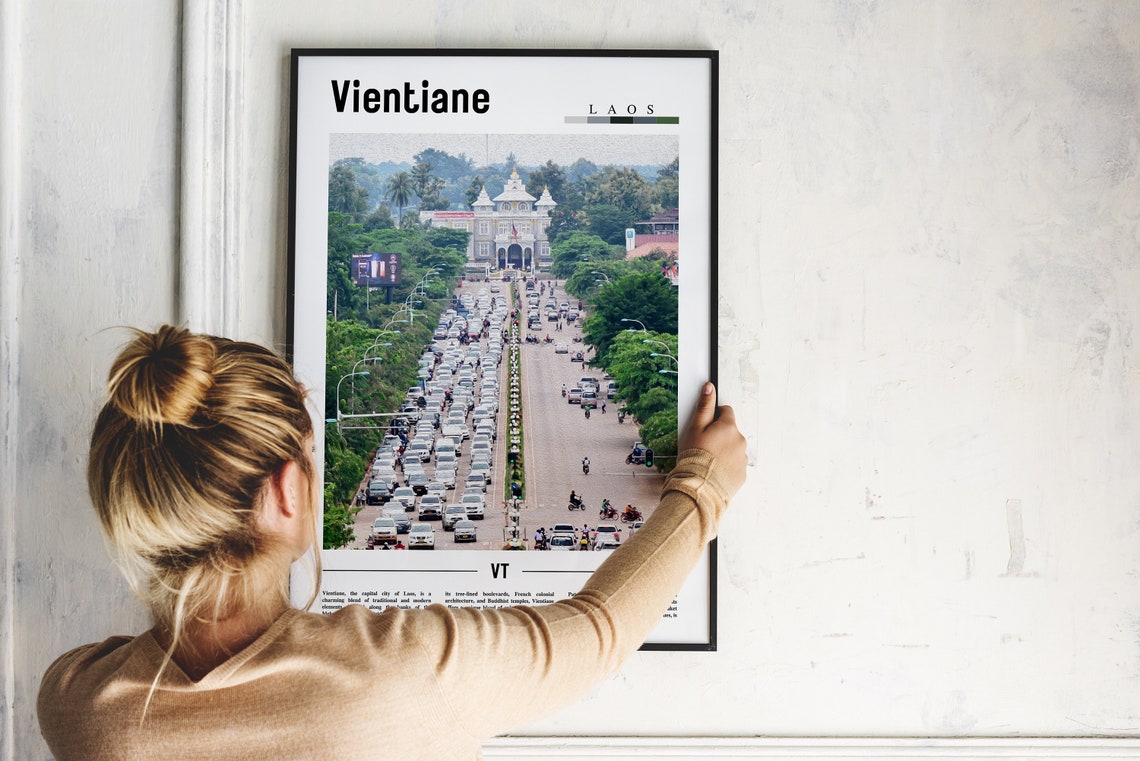 Vientiane Poster Vientiane Print Vientiane Wall Art Asia Print Asia Poster Asia Photo Minimal Travel Poster - Image 2