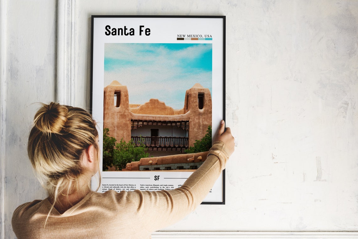 Santa Fe New Mexico Historic Adobe Mission Architecture Photo Poster - Image 2