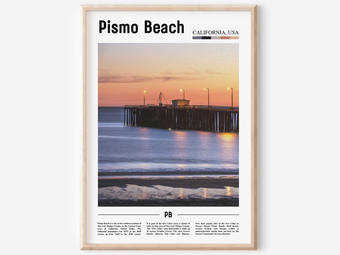 Pismo Beach Print Pismo Beach Poster Pismo Beach Wall Art Oil Painting Poster City Print City Artwork Travel Artwork Travel Wall Art