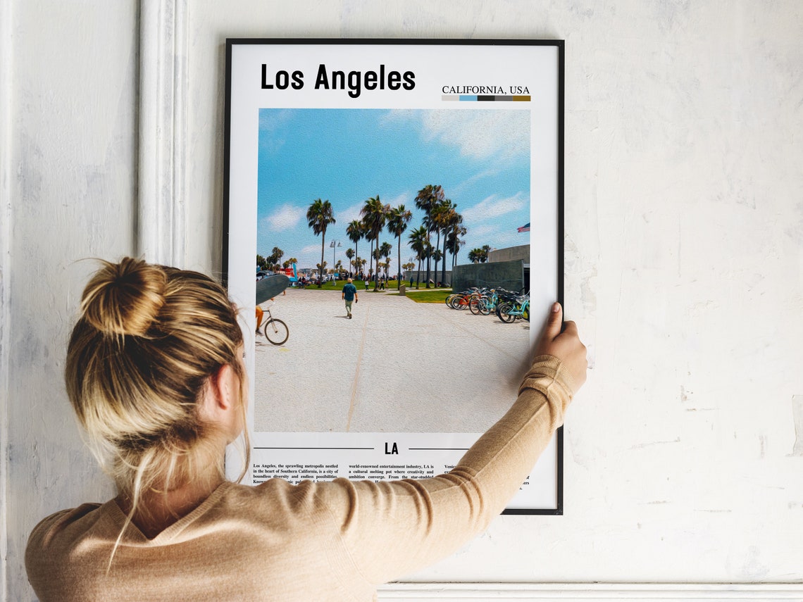 Los Angeles Venice Beach Boardwalk Palm Trees Bicycles Photo Poster - Image 2