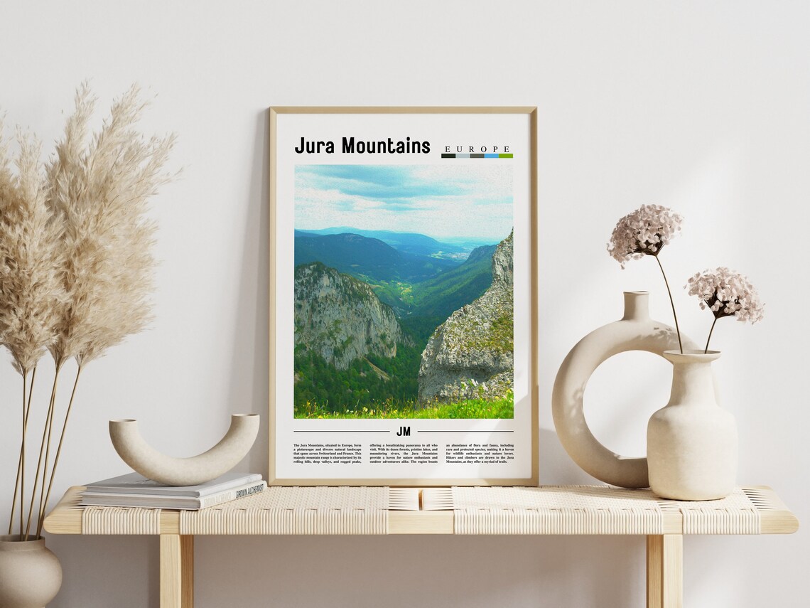 Jura Mountains Europe Alpine Valley View Minimal Travel Poster - Image 3
