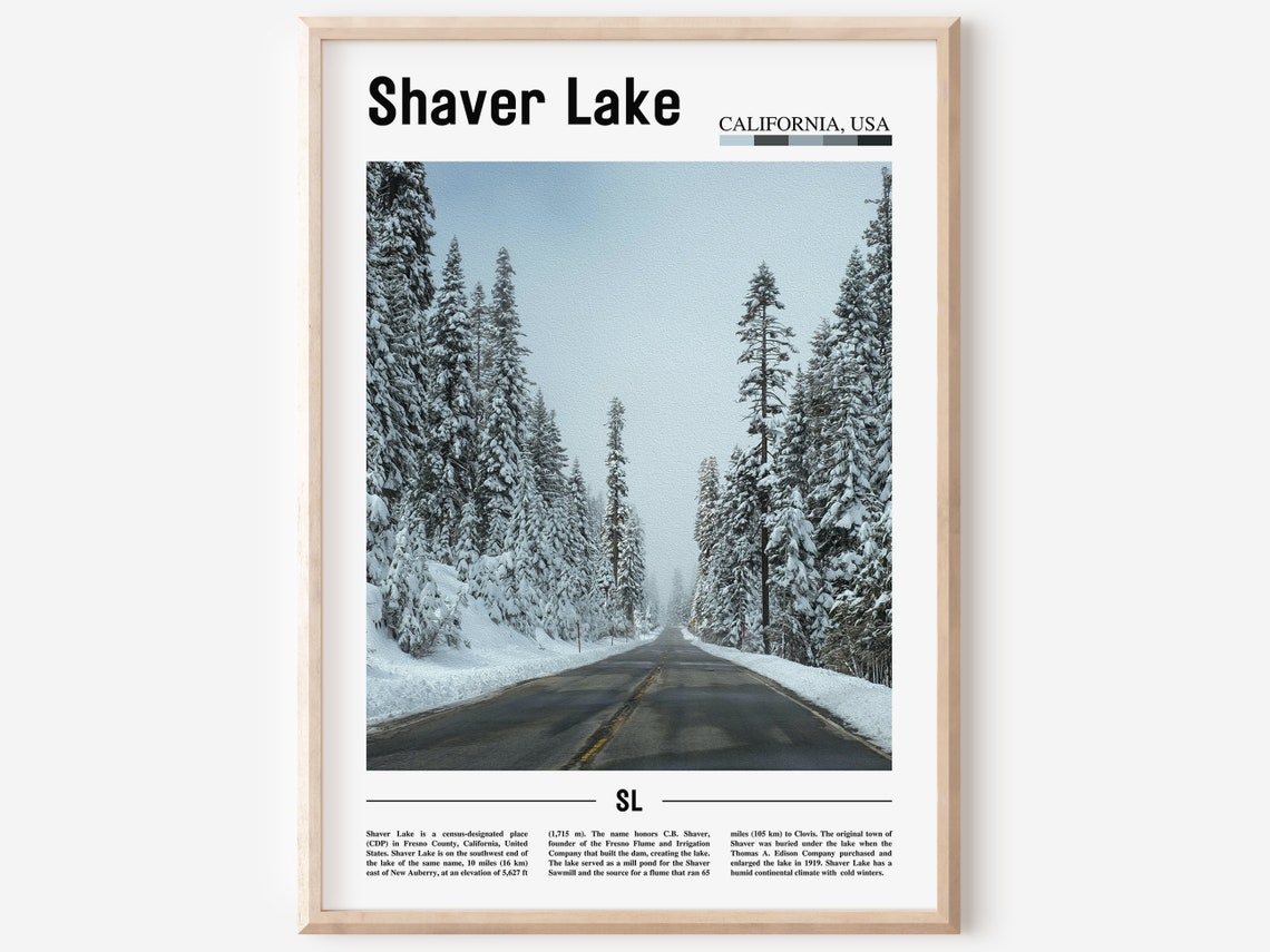 Shaver Lake Print Shaver Lake Poster Shaver Lake Wall Art Minimal Travel Print Minimal City Poster Travel Destination Oil Painting Poster